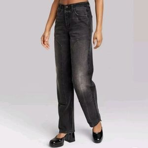 Wild Fable High-Rise Straight EasyRigid Black Wash Jeans Size 17/32"